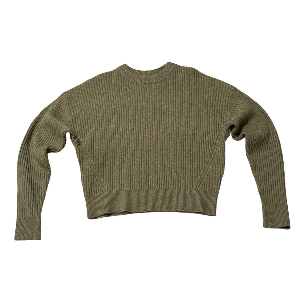 Elodie Women's Knit Long Sleeve Sweater Green Ribbed Size Small 19 x 19.5